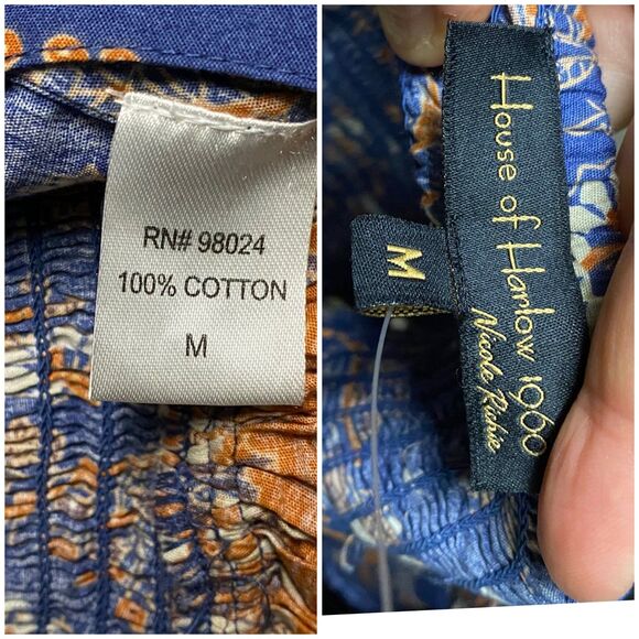 House of Harlow 1960 Medium M Peplum Balloon Sleeve Lace Up Bohemian Blouse - Picture 6 of 10